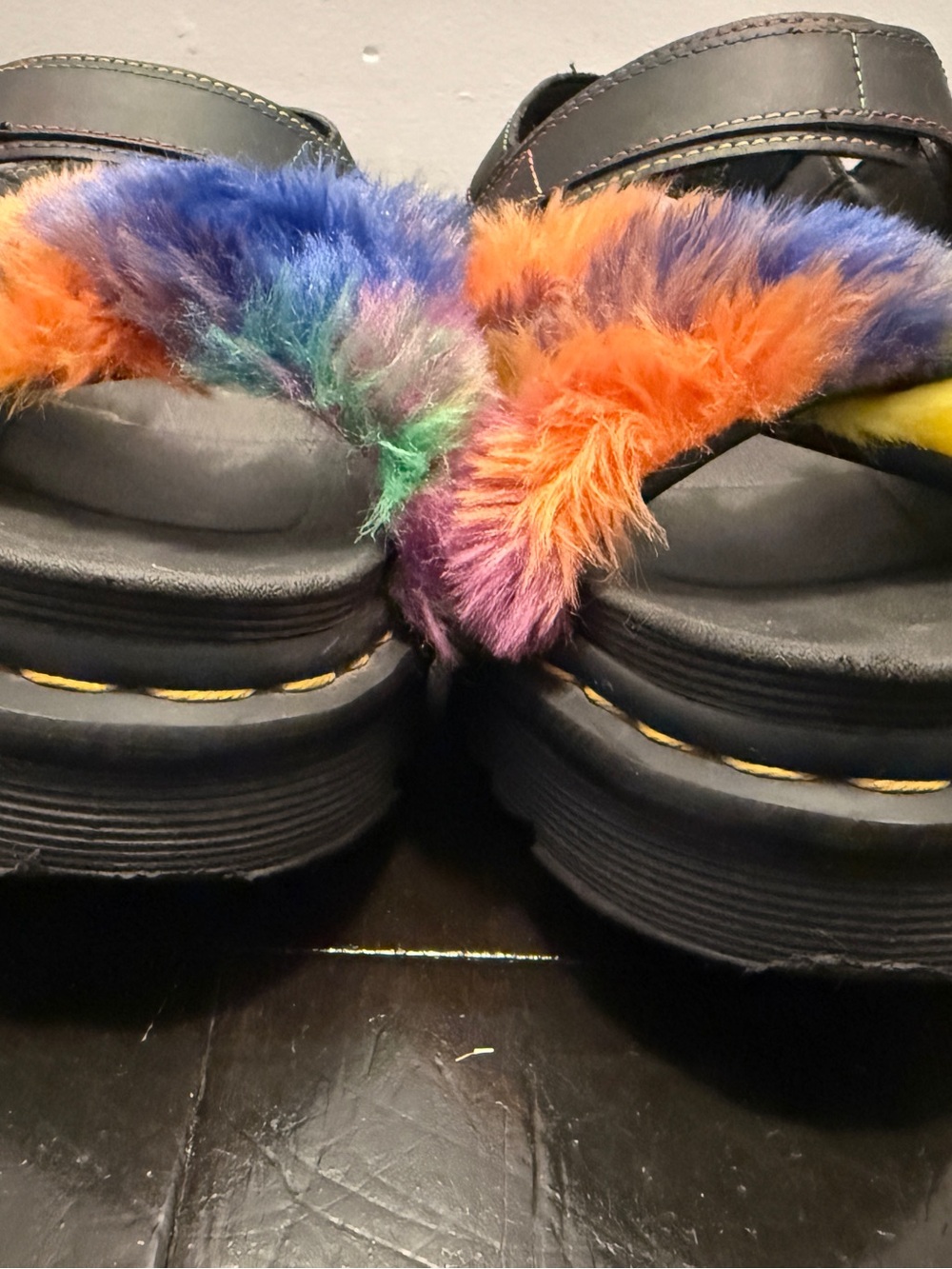 Dr. Martens VOSS II FLUFFY FAUX FUR STRAP SANDALS - Picture 10 of 13